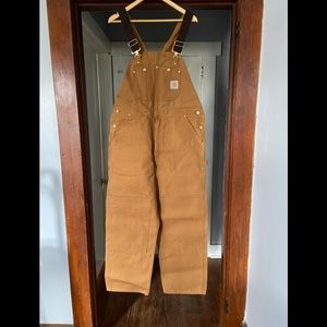Carhartt R01 BRN 38x30 duck bib overalls dbl front
